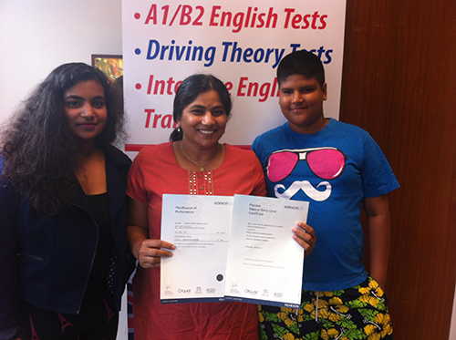 A b1 student passing their exams with family